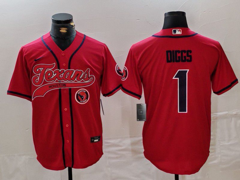 Men Houston Texans #1 Diggs Red Joint Name 2024 Nike Limited NFL Jersey style 1->houston texans->NFL Jersey